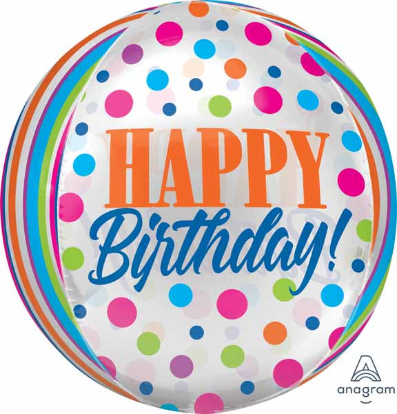 Birthday Bright Dots 16" Orbz Foil Balloon
