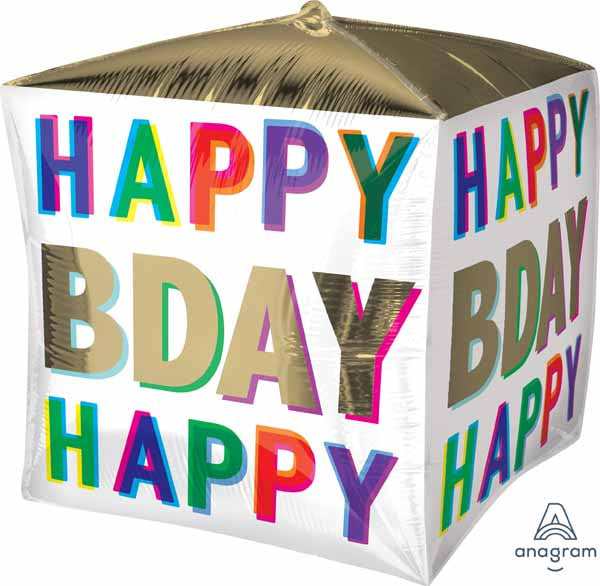 Birthday Offset Letters 15" Cubez Foil Balloon