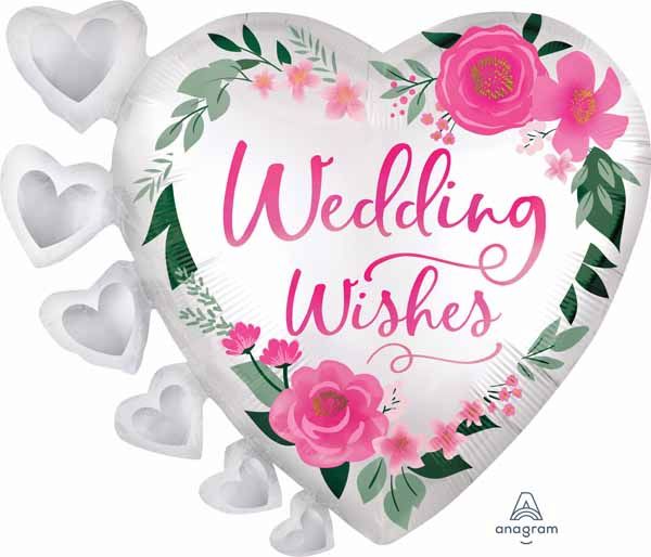 Wedding Wishes Satin 24-Inch Shaped Foil Balloon