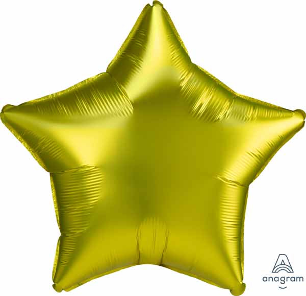 Lemon Yellow Satin Luxe Star Foil Balloon, 19 Inch