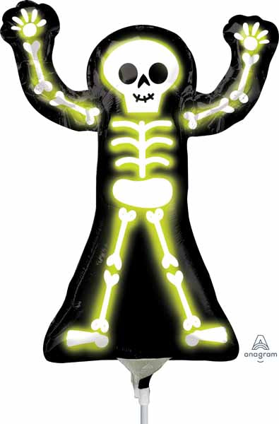 Neon Skelly Mini Shape Halloween Foil Balloon