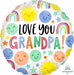 Love U Grandpa Happy Faces 18-Inch Round Foil Balloon