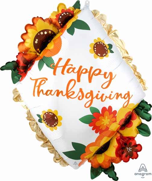 Thanksgiving Ruffle Diamond Foil Balloon, 27 Inch