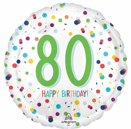 Confetti Happy 80th Birthday 18-Inch Round Foil Balloon