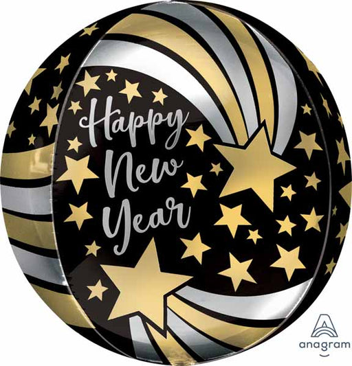 Happy New Year Shooting Stars 16" Orbz Foil Balloon