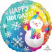 Happy Holidays Snowman 18-Inch Round Foil Balloon