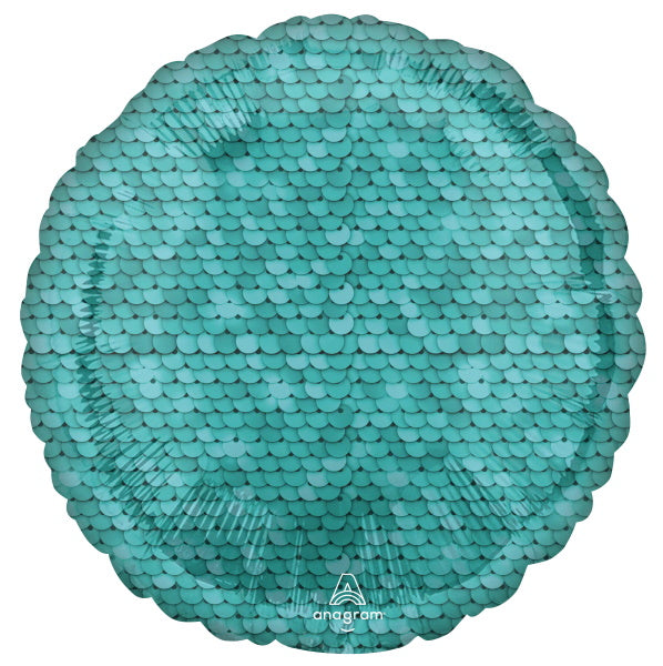 Ocean Blue Sequins 18-Inch Round Foil Balloon