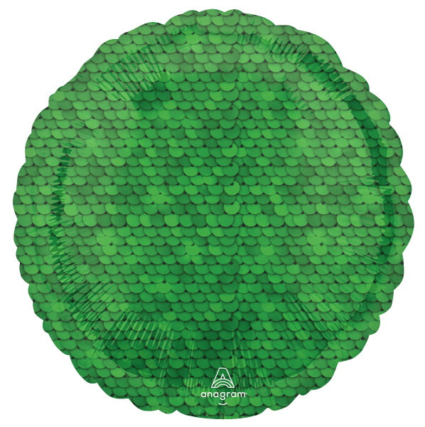 Forest Green Sequins 18-Inch Round Foil Balloon