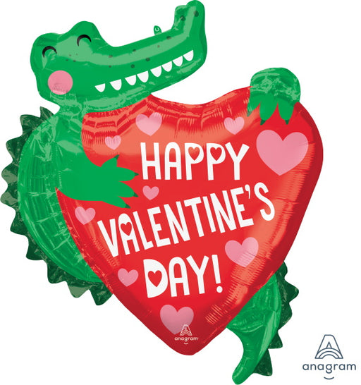 27-Inch Valentine's Day Gator Shaped Foil Balloon