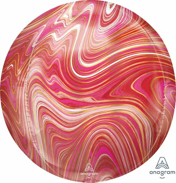 Red & Pink Marblez 16-Inch Orbz Foil Balloon