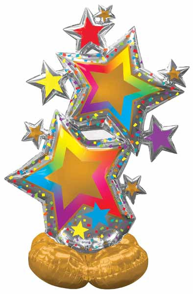 Colorful Star Cluster AirLoonz Foil Balloon, 59 Inch