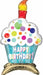 24 Inch Happy Birthday Cupcake Standing Foil Balloon