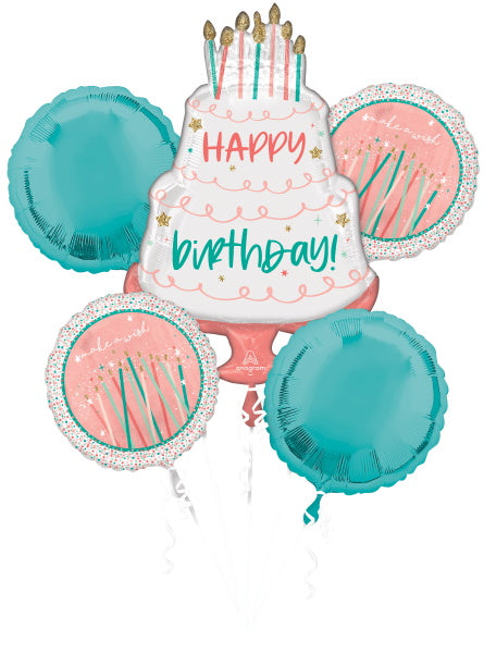 Happy Cake Day Birthday Foil Balloon Bouquet