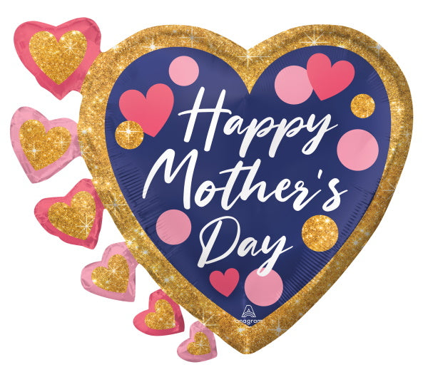 24 Inch Happy Mother's Day Glitter Dots Foil Balloon