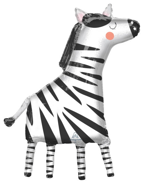 Get Wild Zebra 24-Inch Shaped Foil Balloon