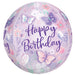 Flutters Happy Birthday Orbz Foil Balloon, 15 Inch
