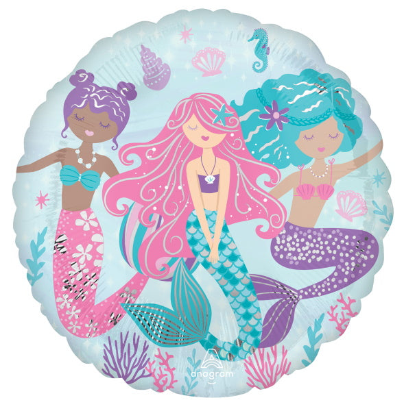 Shimmering Mermaid 18-Inch Round Foil Balloon