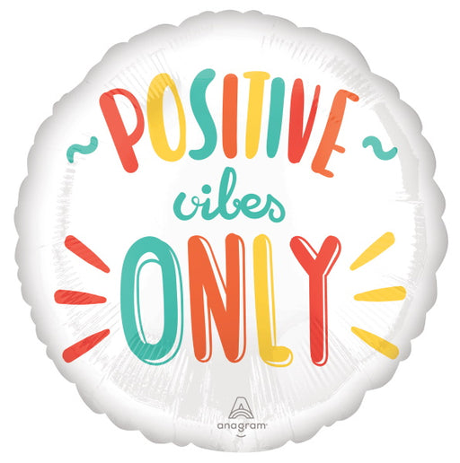 Positive Vibes 18-Inch Round Foil Balloon