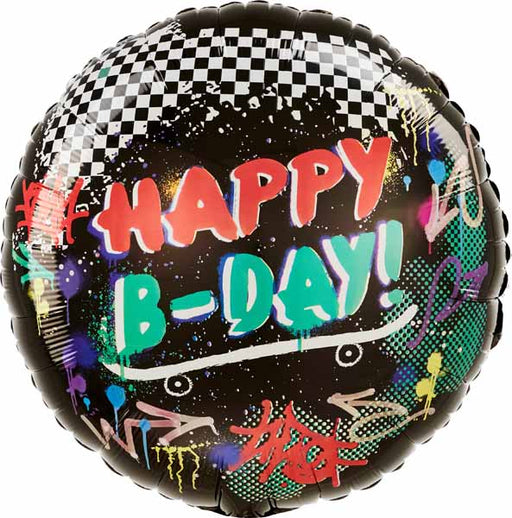 Skater Party Birthday 18-Inch Round Foil Balloon