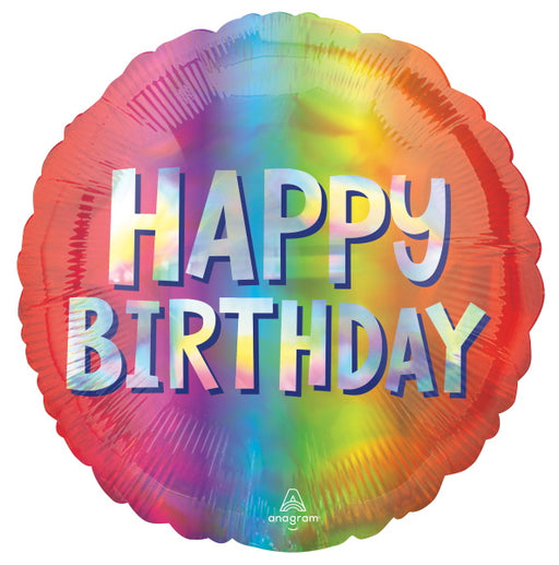 Silver Ombre Holographic Happy Birthday Foil Balloon, 18 Inch