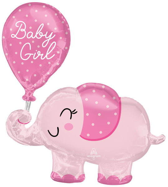 Baby Girl Elephant 31-Inch Foil Balloon