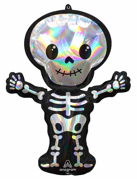 34 Inch Iridescent Skeleton Foil Balloon
