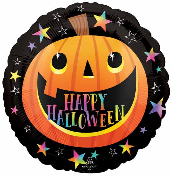 Smiley Halloween Pumpkin 18-Inch Round Foil Balloon