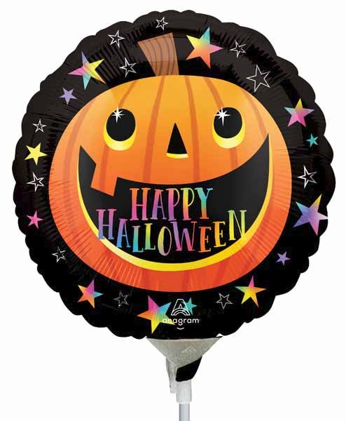 Smiley Halloween Pumpkin 9" Round Foil Balloon
