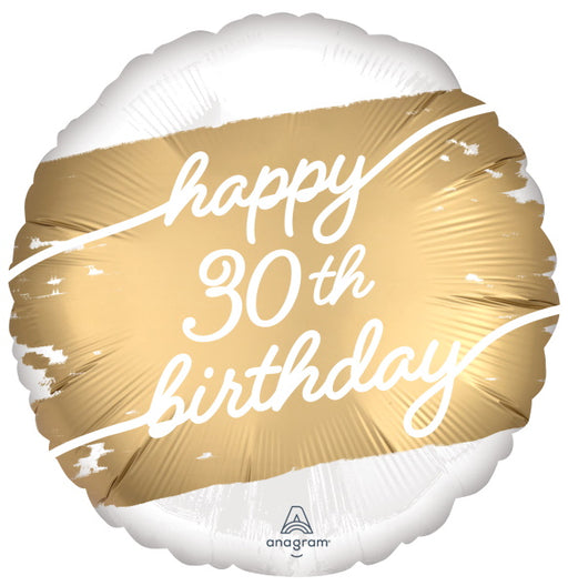 Golden Age 30 Satin Round Foil Balloon, 18 Inch