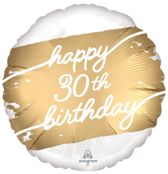 Golden Age 30 Satin Round Foil Balloon, 18 Inch