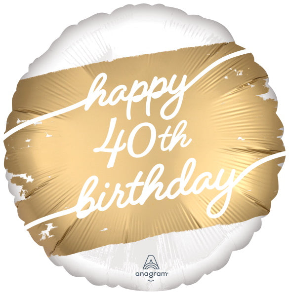 Golden Age 40 Satin Round Foil Balloon, 18 Inch