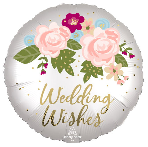 Wedding Wish Floral 18-Inch Round Foil Balloon