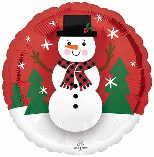Smiley Snowman 18-Inch Round Foil Balloon