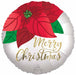Christmas Poinsettia 18-Inch Round Foil Balloon