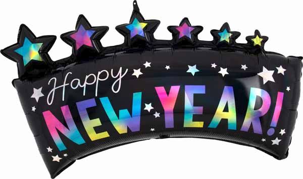 HNY STAR BANNER 34" HOLO SHAPE P40 PKG