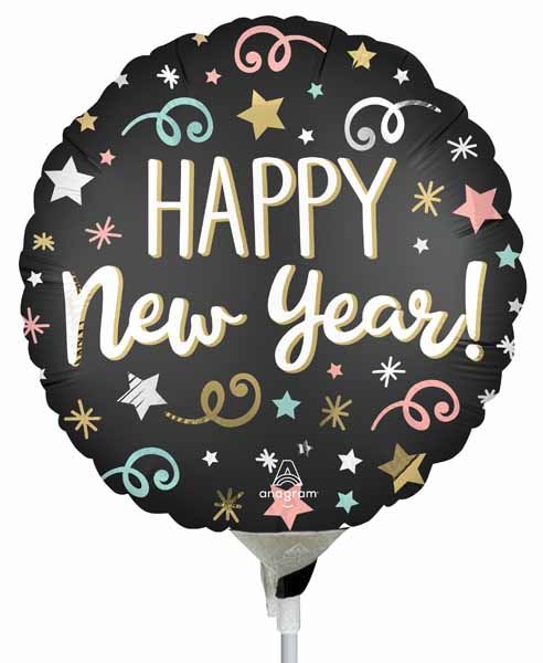 Confetti Happy New Year 9 Inch Round Foil Balloon