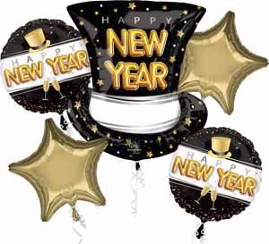Pop Clink Cheers Happy New Year Foil Balloon Bouquet