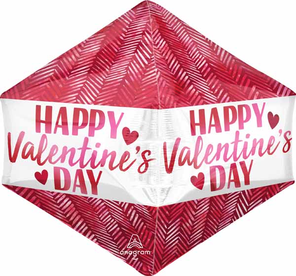 21" Happy Valentine's Day Ribbed Lines Anglez Foil Balloon
