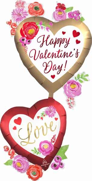 52-Inch Satin Watercolor Floral Valentine's Day Foil Balloon