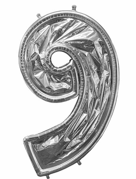 Silver Number 9 BalloonFormz Balloon Frame, 55 Inch