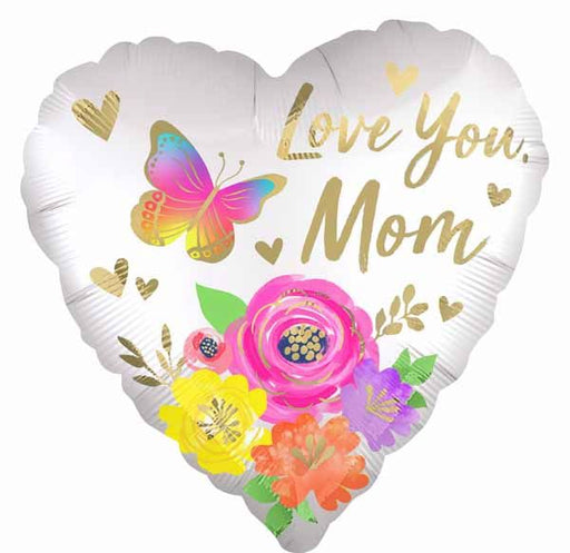 Love You Mom Floral Jumbo Heart Foil Balloon