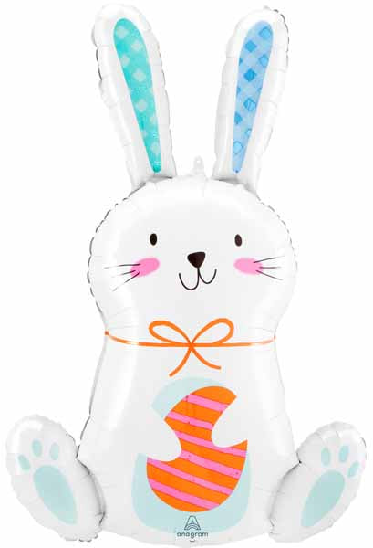 White Funny Bunny 33-Inch Foil Balloon