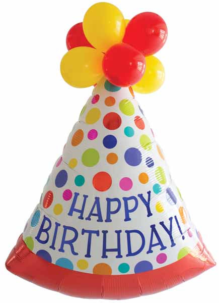 BDAY HAT LATEX ACCEN SHAPE KIT 37" Q10 PK