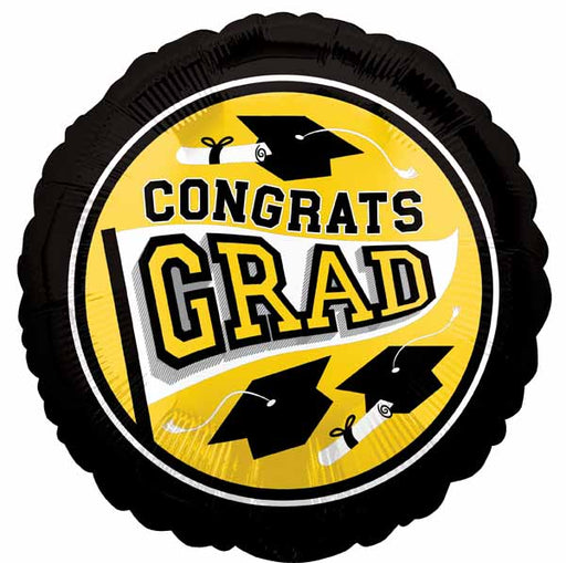 True to School Yellow 18" Round Graduation Foil Balloon