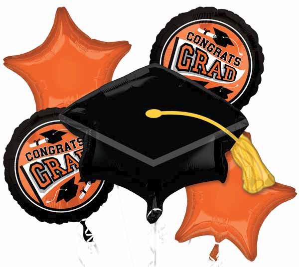 True to Your School Orange Graduation Foil Balloon Bouquet