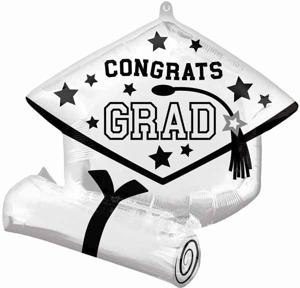True to School White 25" Graduation Foil Balloon