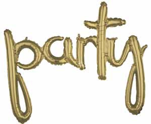 White Gold “Party” Script Balloon