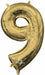 16-Inch White Gold Number 9 Foil Balloon
