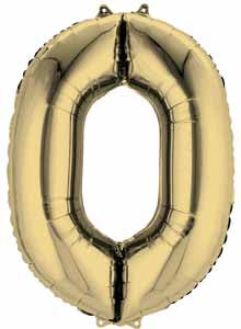 34" White Gold Number 0 Balloon