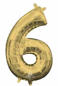 16 Inch White Gold Number 6 Balloon